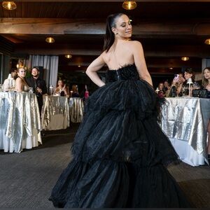 Black Feather & Tulle Gown